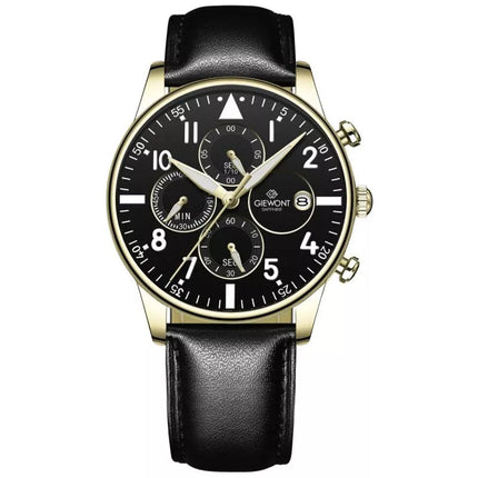 Vyriškas laikrodis Giewont Chronograph Safyrinis Juodas ir auksas GW5630-A4