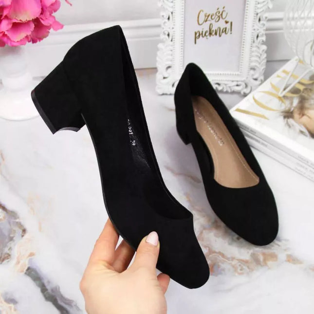 Sergio Leone W SK354C Suede Block Heel Pumps Black