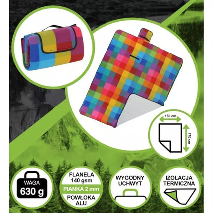 Paplūdimio ir iškylų pledas 170x150cm su aliuminio danga ENERO CAMP 1064093