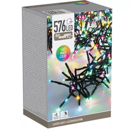 Kalėdinė girlianda eglutei, 576 LED, makaron spalvos, su laikmačiu, 4 spalvos