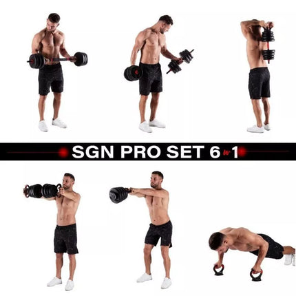 HMS SGN130 6-in-1 weight set (barbell, dumbbells and kettlebell) 30kg