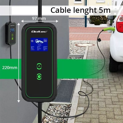 Qoltec Mobilus elektromobilio įkroviklis 2 viename, Type 2, 3,5 kW, 230 V