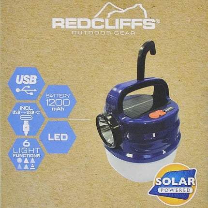Žibintuvėlis Kempingo lempa su USB įkrovimu ir saulės energija Redcliffs
