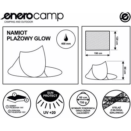 SELF-EXPLODING BEACH SCREEN TENT 190X120X90/70CM BLUE POP-UP