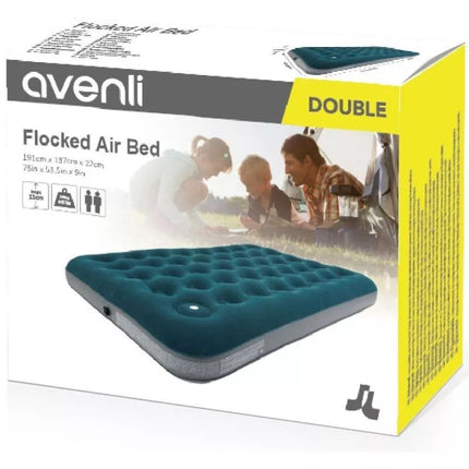 FLOCKED MATTRESS FOR 2 PEOPLE WITH BUILT-IN FOOT PUMP 191x137x22CM 24131
