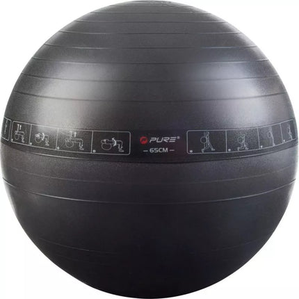 Fitneso kamuolys 65 cm juodas Pure 2 Improve