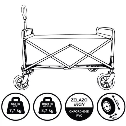 DELUXE FOLDABLE TRAVEL AND BEACH STROLLER 66x48x90CM WITH HANDLE, BLUE