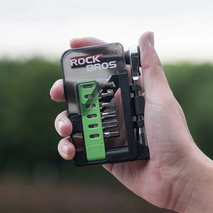 Rockbros Bike Tool Set with Mini Ratchet and Bits - Translucent Green