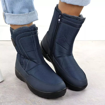 Women's flat insulated snow boots, navy blue, Potocki SU33310