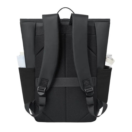 Rivacase Eden Backpack Roll-Up Backpack Black Polyester, Waxed Leather (Pull Up)