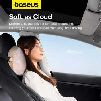 Baseus ComfortRide Serijos automobilinė galvos atramos pagalvėlė su 2 medžiagomis - smėlio spalvos