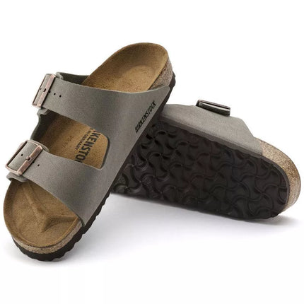 „Birkenstock Arizona Birko-Flor Nubuck Stone“ pilki moteriški/vyriški įspiriami sandalai (0151211)