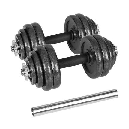 REBEL ACTIVE Reguliuojami hanteliai su dėklu ir štanga, rinkinys 30 kg