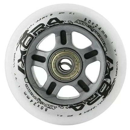 PU 80x24 82A BALTAS (4 vnt.) + ABEC-7 (8 vnt.) NILS EXTREME KOMPLEKTAS