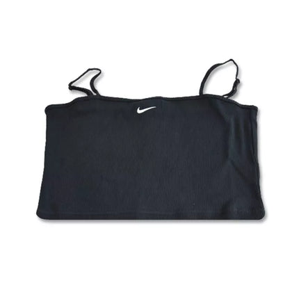 Nike Sportswear Essential Rib Crop Top Moteriškas Juodas/Baltas - DM6737-010