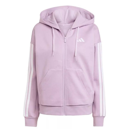 Moteriškas adidas Essentials 3-Dryžiai fleece džemperis su gobtuvu, violetinės spalvos, JY3080