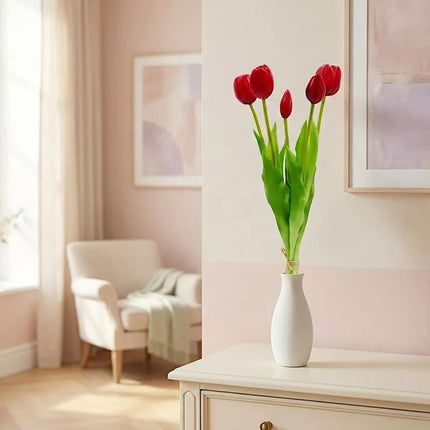 BOUQUET OF 5 RED TULIPS 39 CM LIKE LIFE SPRING DECORATION