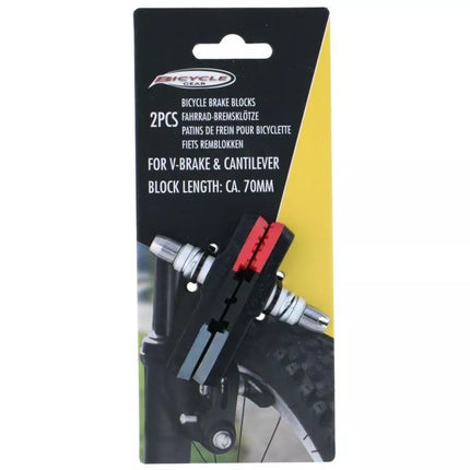 BRAKE PADS 2PCS NUT MOUNTING 3 TYPES OF RUBBER 70MM BICYCLE GEAR