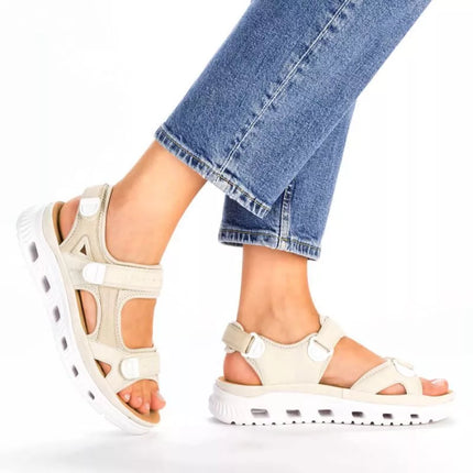 Rieker W RKR691 patogūs velcro sandalai smėlio spalvos