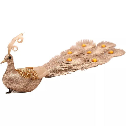 DECORATIVE PEACOCK ON A GOLDEN BALL CLIP