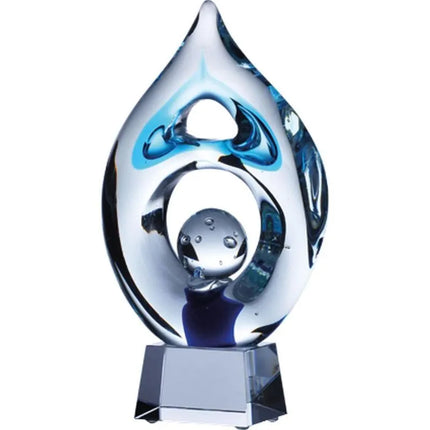 Glass trophy with case