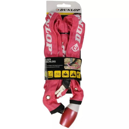 DUNLOP Dviračio grandininis užraktas, 120 cm ilgio - Rožinis