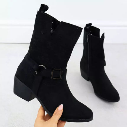 Women's suede cowboy boots black M.Daszyński MR1921-47