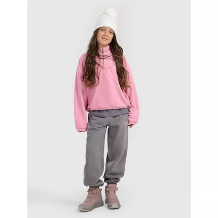 Šilta oversize fliso striukė su stovimos apykaklės mergaitėms 4F 4FJRAW25TFLEF441-54S