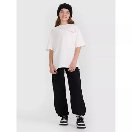 Oversized T-shirt with print for girls 4F 4FJRAW25TTSHF2935-11S
