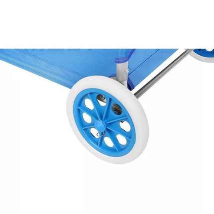FOLDABLE BEACH CHAIR WITH CANOPY ON WHEELS 116x62x60-90CM BLUE