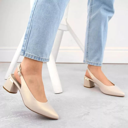 Elegantiški uždari sandalai Sergio Leone W SK439A smėlio spalvos perlų