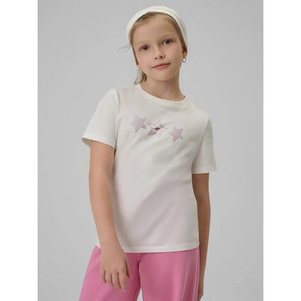 Girls' regular printed T-shirt 4F 4FJRSS26TTSHF3455-11S