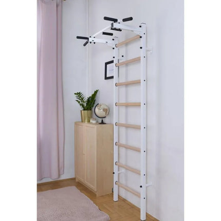 WOODEN AND METAL GYMNASTIC WALL BAR WITH BAR BENCHK 221W