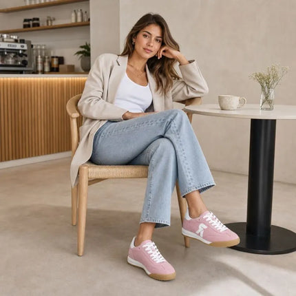 Women's comfortable pink sneakers shoes Rieker W4000-31