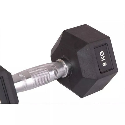 Šešiakampis guminis hantelis 8 KG ENERO FIT