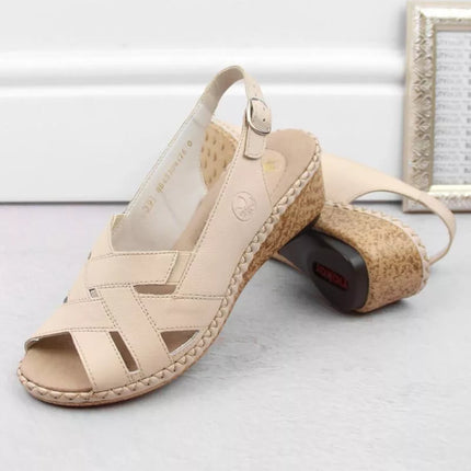Rieker W RKR682 comfortable leather sandals beige