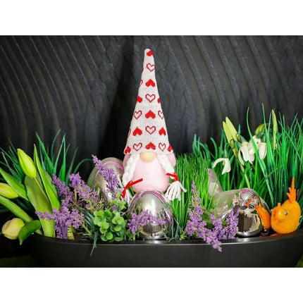 GNOME 20CM MERGAITĖS VALENTINO DIENOS DEKORACIJA, ROŽINĖ