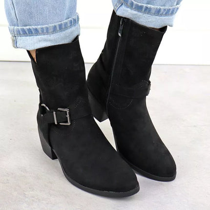 Women's suede cowboy boots black M.Daszyński MR1921-47