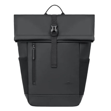 Rivacase Eden Backpack Roll-Up Backpack Black Polyester, Waxed Leather (Pull Up)