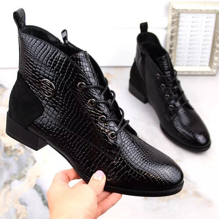 Filippo W PAW478A juodi lakuotos odos aulinukai su izoliuotu krokodilo rašto padu