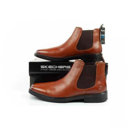 Skechers men's shoes Chelsea boots Miller-Boris elegant leather brown