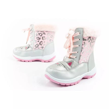 Leomil winter boots children's snow boots kitten fur warm for girls
