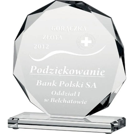 Graviruotas stiklinis trofėjus, aukštis 19 cm