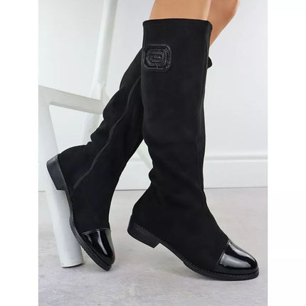Women's patent suede boots, black, M.Daszyński MR2251-19