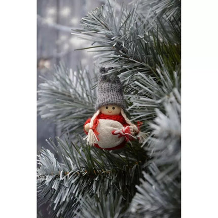 Dekoratyvinė lėlė su rankine, raudona mergaitė, 7.5 cm