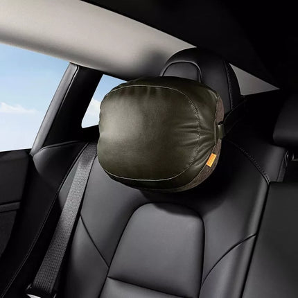 Baseus ComfortRide serijos automobilinė pagalvėlė ant galvos atramos su 2 medžiagomis - tamsiai žalia