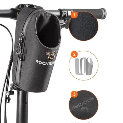 Rockbros P002 krepšys ant vairo, tinkamas paspirtukams ir sulankstomiems miesto dviračiams, 1,5 l – juodas