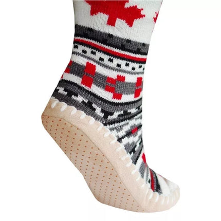 GLOVII HEATED SLIPPERS WITH SOCKS, SIZE 36-43, NORWEGIAN PATTERN, BATTERIES AND CHARGING CABLE INCLUDED, GQ4M