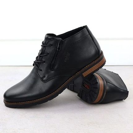 Men's leather ankle boots, unlined, black, Rieker14609-00