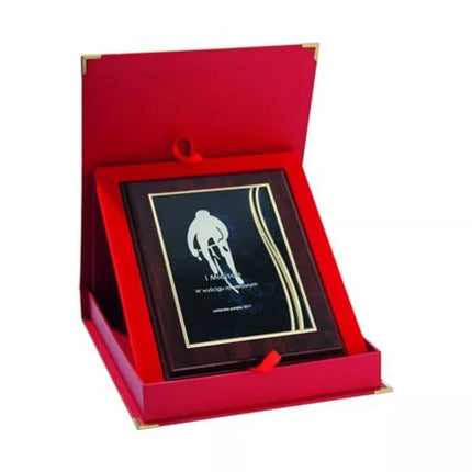 Plastic diploma with engraved metal plate + case